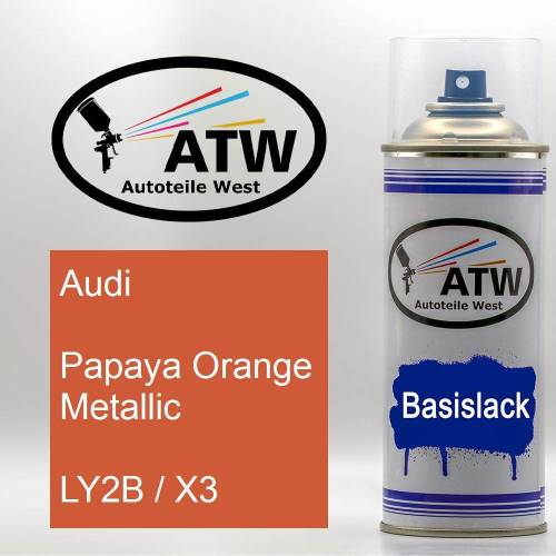 Audi, Papaya Orange Metallic, LY2B / X3: 400ml Sprühdose, von ATW Autoteile West.